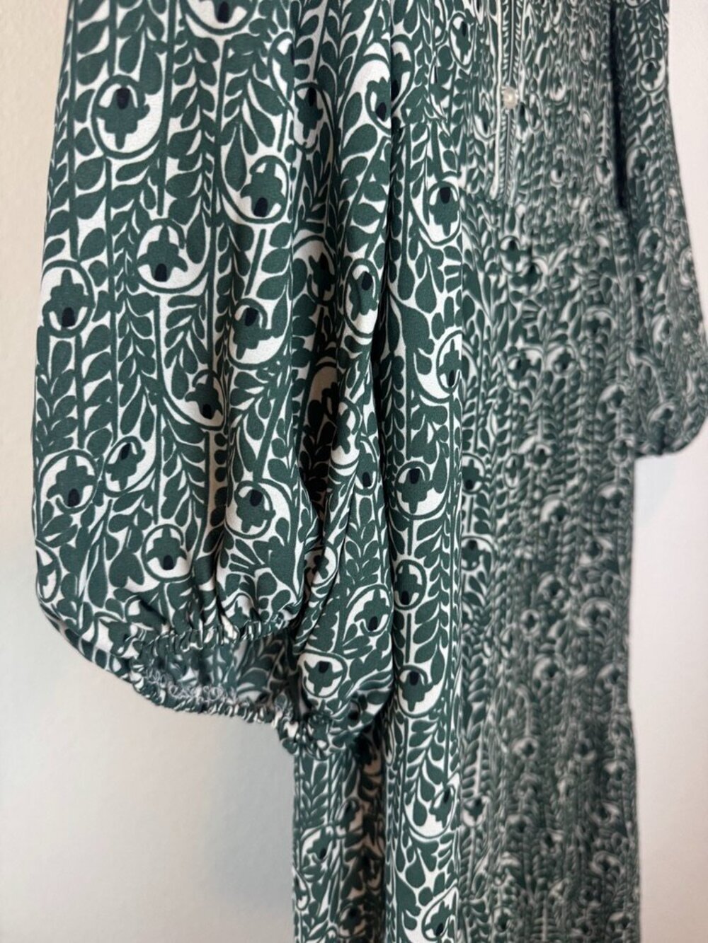 Max Studio London Green Floral Long Sleeve Oversized Maxi Dress S - Picture 5 of 6
